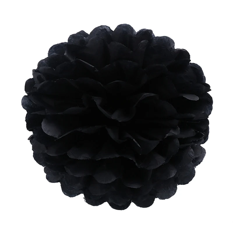 40Black 10/20/30 см 5 шт. бумажные помпоны цветочные шарики для Свадебные украшения с утолщённой меховой опушкой, Baby Shower фон на день рождения бумажные принадлежности - Цвет: 40Black