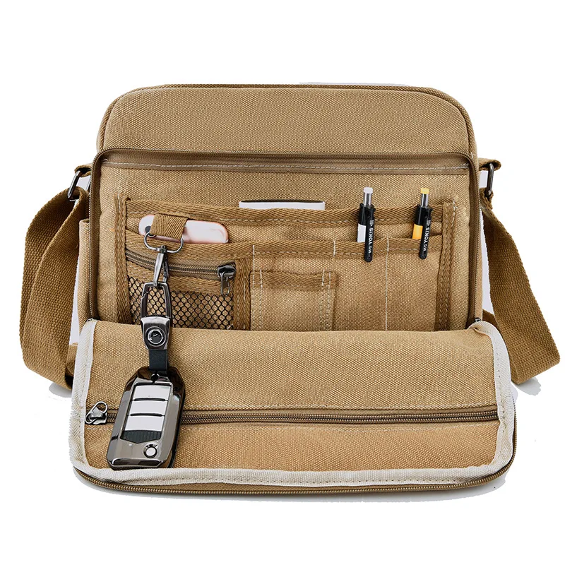 

Canvas Bag Men's Multi-functional Shoulder Bag Shoulder Square Bag Outdoor Casual Canvas Bag