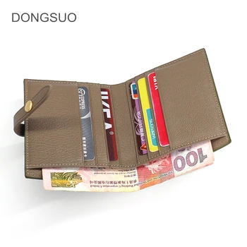 

Men genuine leather goatskin credit card holder Bank Business card&ID holder women coin purse belt buckle short simple wallet