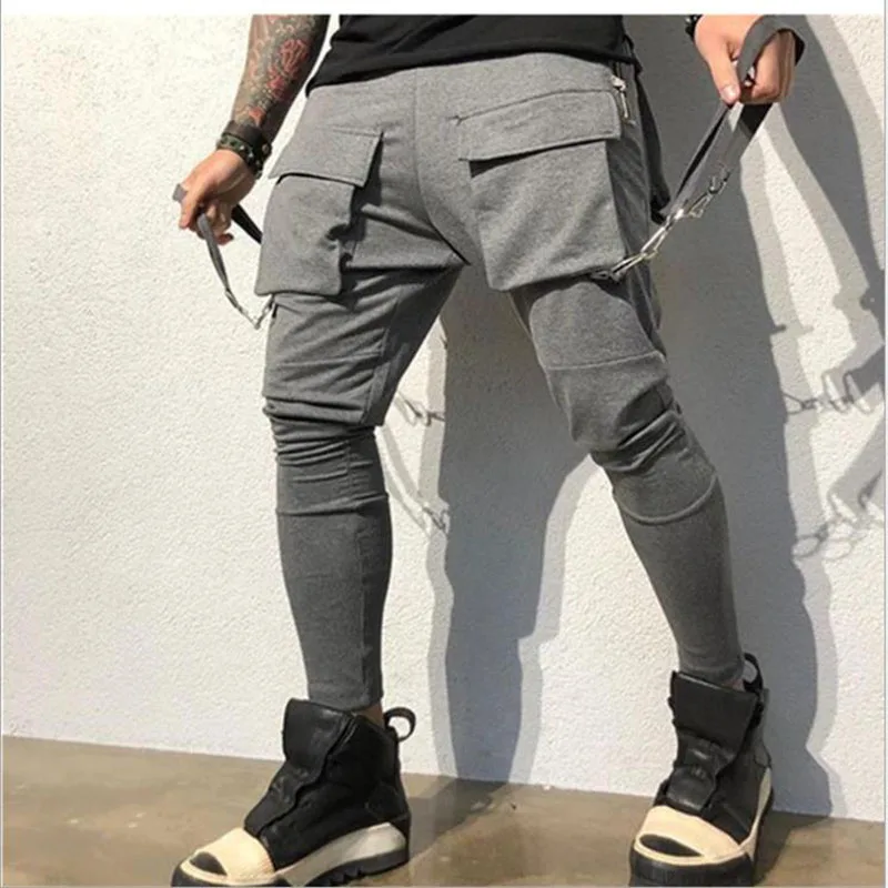 Японская уличная одежда; большие размеры; pantalones hombres; ; mono; мужские брюки в стиле хип-хоп; pantalones de verano hombre Ankel-lengthe Sweaptpants M - Цвет: gray