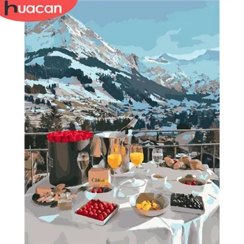 

HUACAN Oil Painting By Numbers Food Kits Drawing Canvas HandPainted DIY Drink Pictures Still Life Y Art Home Decor