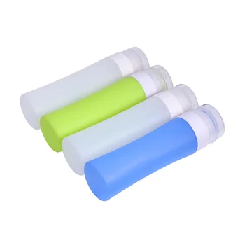 

4pcs Silicone Empty Bottle Portable Lotion Bottle Cosmetics Dispenser Shampoo Bottle for Travel - 80ml (Pink + Blue + Green + Wh
