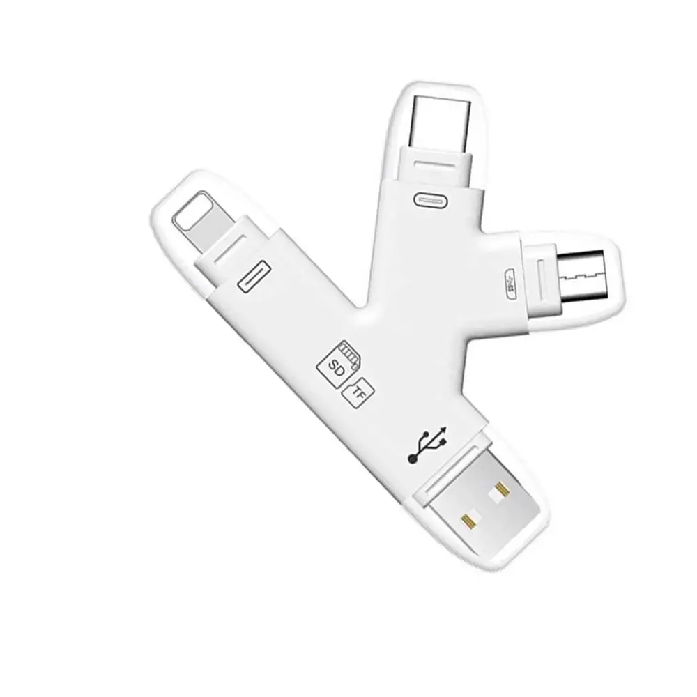 LYBALL 4 в 1 TF Micro SD SDHC кардридер с разъемом USB Micro-usb type-C Extral Memory Flash Drive для iPhone/iPad/Android - Цвет: Белый