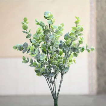 

7 Branches/bouquet Artificial Eucalyptus Succulent Plant DIY Winter Fake Leaves White Green Wedding Home Decoration Craft Flower