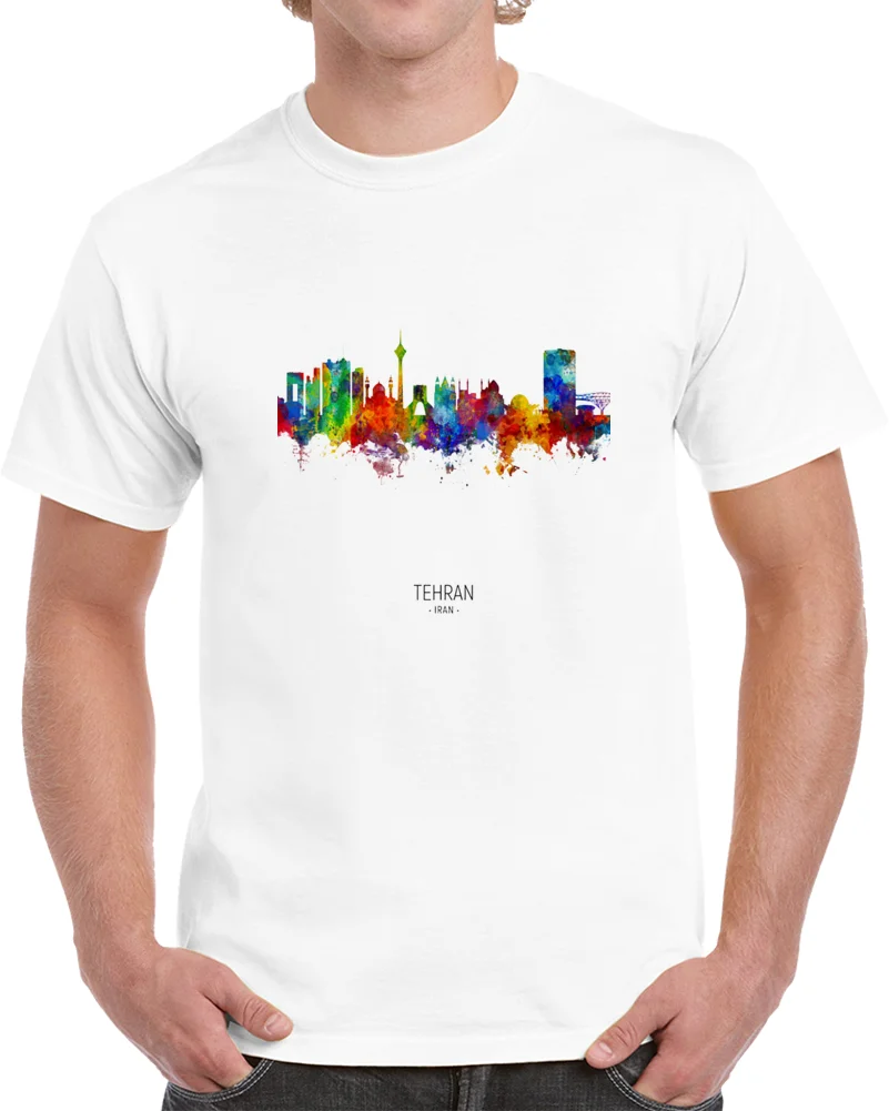 Мужская футболка Тегеран Иран Радуга Skyline Футболка женская мужская | одежда