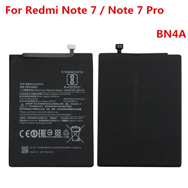 

Original Battery For XIAOMI Redmi Note 7 / Note7 Pro 3900mAh BN4A 3.85V Replacement Lithium-ion Polymer Battery Repair Parts