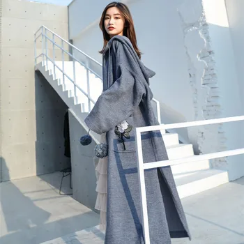 

Fashion Cardigan Women Sweater Autumn Winter New Elegant Hooded Long Knitted Sweater Cardigans Women Tops Loose Ladies Sweaters