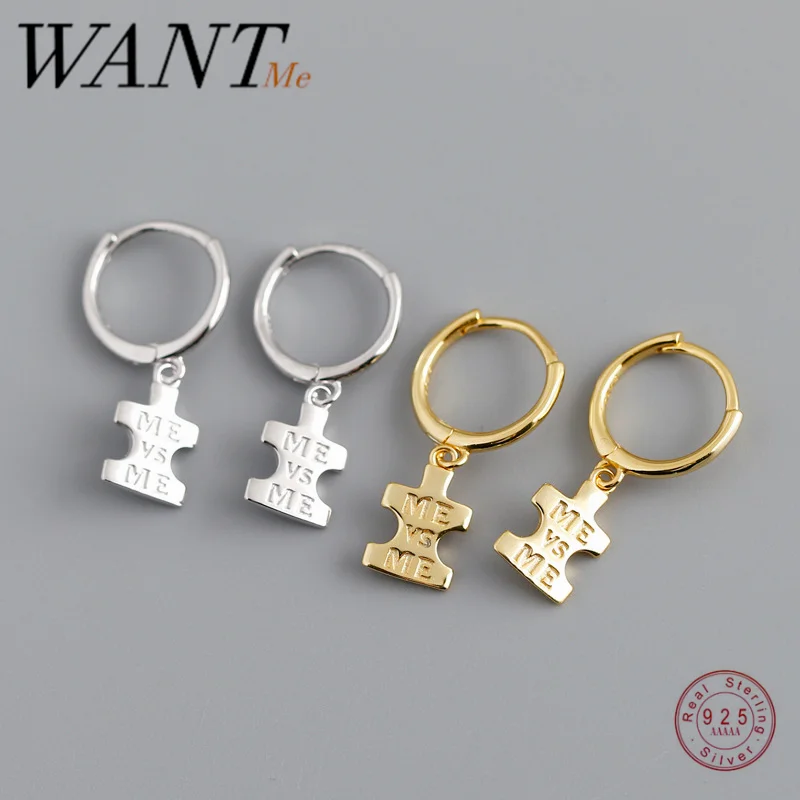 Женские серьги гвоздики с инициалами WANTME модные геометрические из настоящего