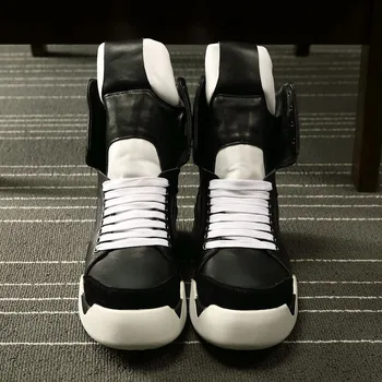 

Genuine Brand Euro New Leather British Vintage Mens High Top Fashion Lace Up Round Toe Thick Bottom Male Platform Boots