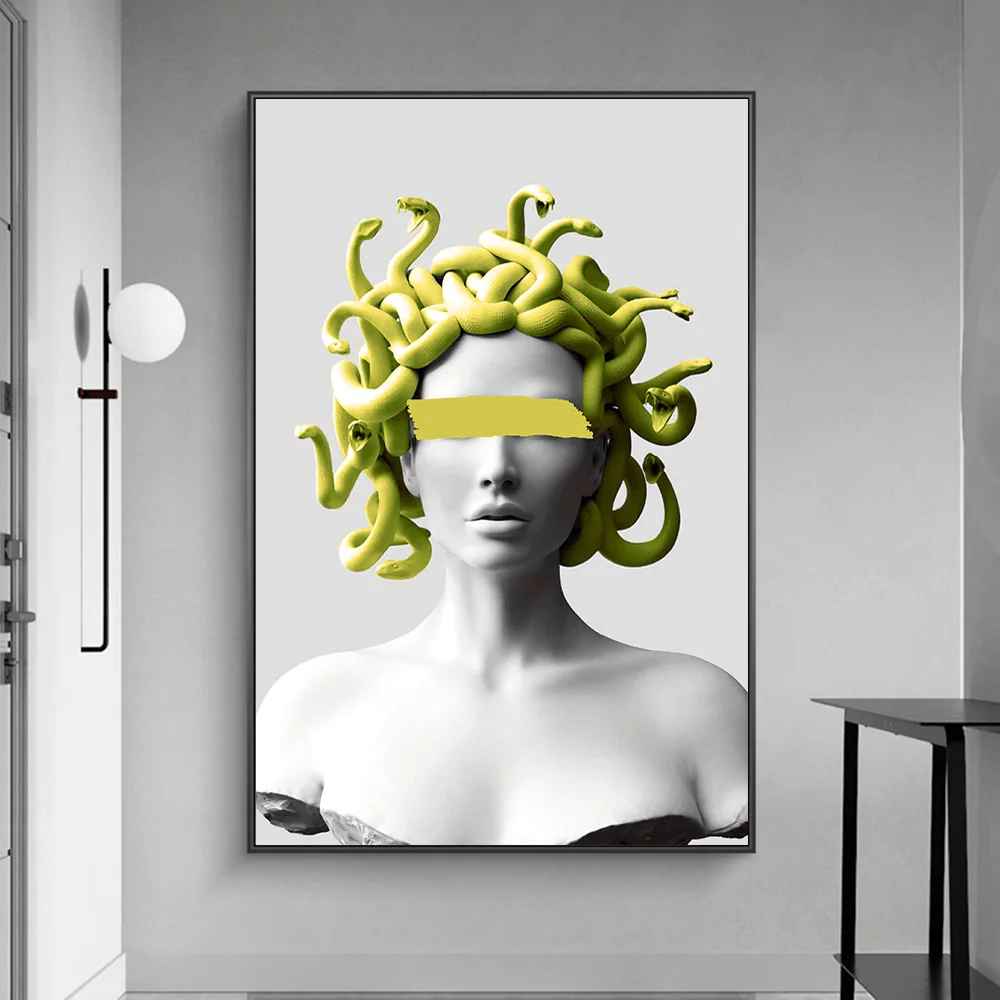 Скульптура Medusa Vaporwave настенные картины печать на холсте искусство лица домашний