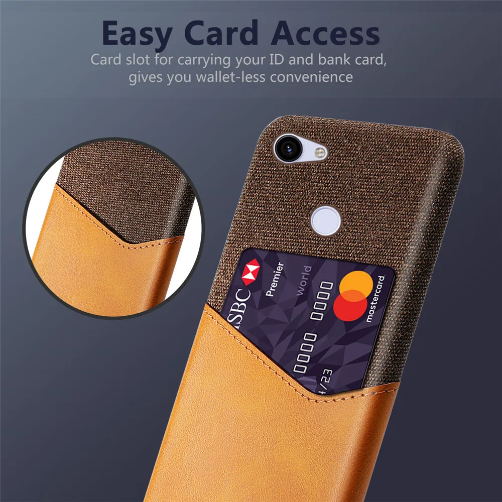 Luxury PU leather case for Google Pixel 3A XL, fabric case with card slots, for Google Pixel 3A 5