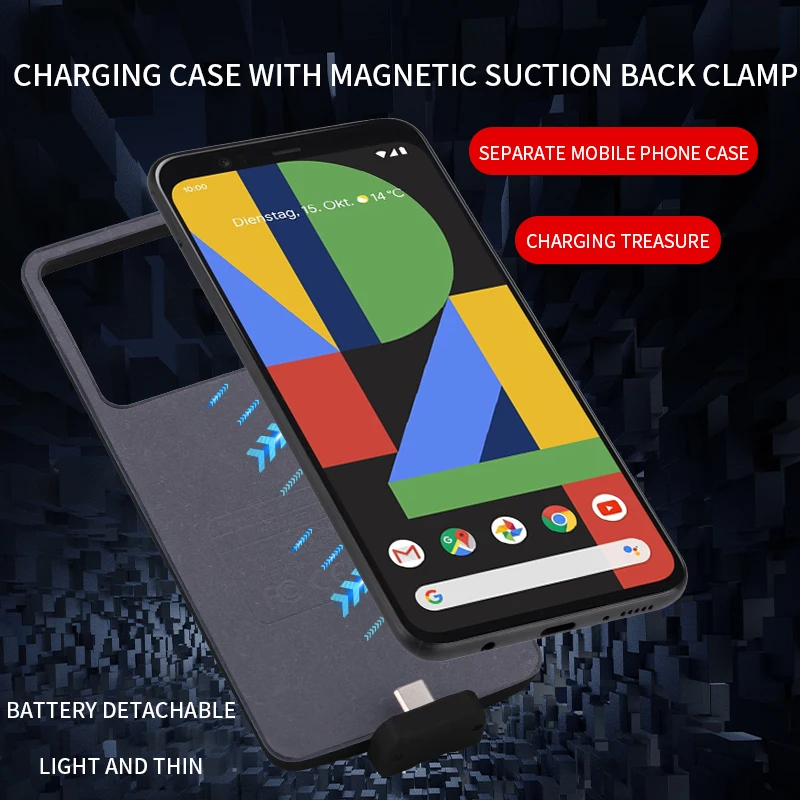 Чехол для аккумулятора Google Pixel 4XL, чехол для зарядки 7000 мАч, чехол для смартфона, внешний аккумулятор для Google Pixel 4XL, чехол для аккумулятора