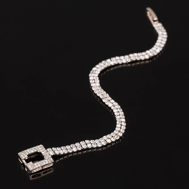 Роскошный Хрустальный Браслет для свадьбы, серебряный браслет, стразы, очаровательный женский браслет, ювелирные изделия, Pulseira Feminina B040