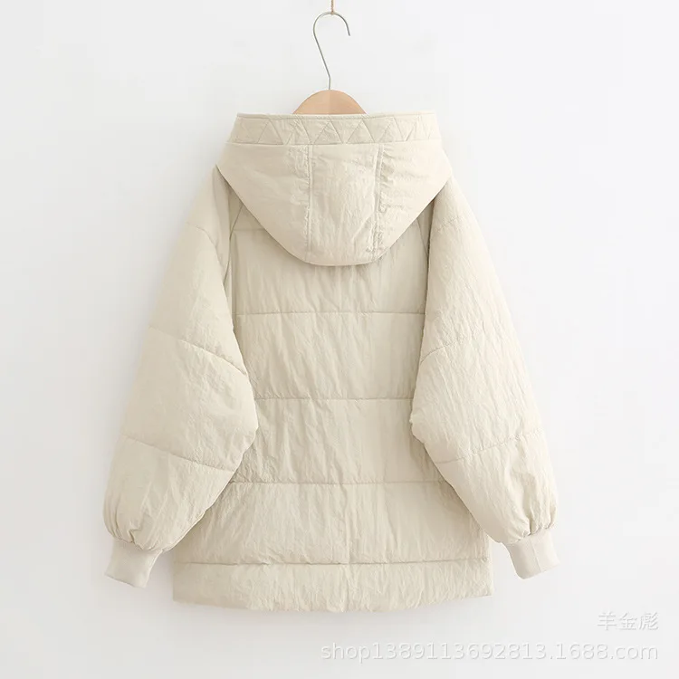 18 Autumn And Winter New Style Simple Korean-style Boyfriend-Style Large Pocket Solid Color Loose-Fit Hooded Thick Cotton Overco