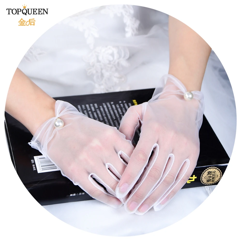 

TOPQUEEN M03-A элегантной невесты перчатки с отделкой из жемчуга для невесты перчатки палец вечерние этап леди жемчужно-белые свадебные перчатки свадебный подарок