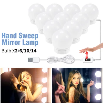 

PIR Motion Sensor Led Dressing Table Lamp USB Led Makeup Mirror Light 12V Hollywood Vanity 8W Led Smart Hand Sweep Sensing Lamp