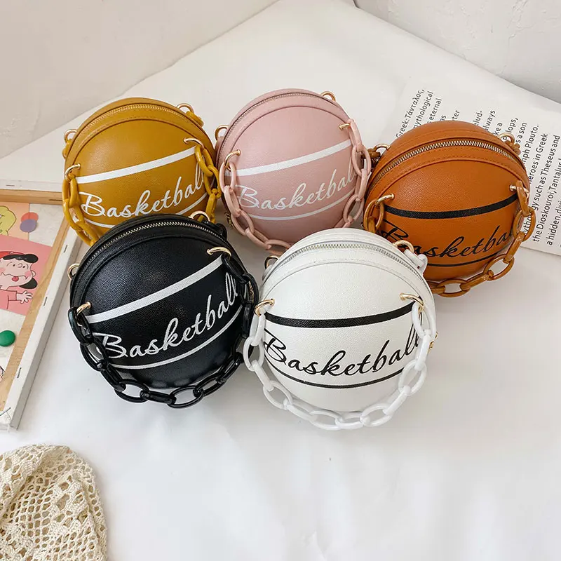 Bolsos de hombro con cadena para adolescentes y mujeres, bandoleras de hombro con cadena cruzada, bandoleras de cuero femenino con personalidad, bolso de baloncesto rosa, 1 unidad