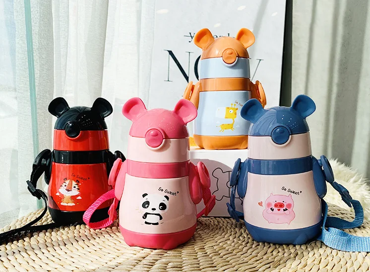 300ml Baby Animal Feeding Cup Stainless Steel Milk Thermos for Children Insulated hot water Bottle leak-poof thermal Cup