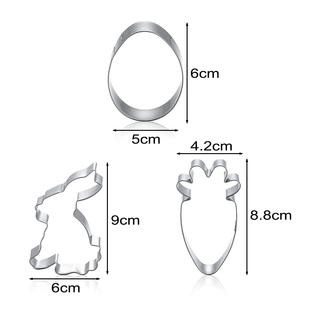 1/3/6Pcs Stainless Steel Easter Cookies Cutter Biscuit Mould Easter Rabbit Cake Mold Baking Pastry Tools Kitchen Supplies