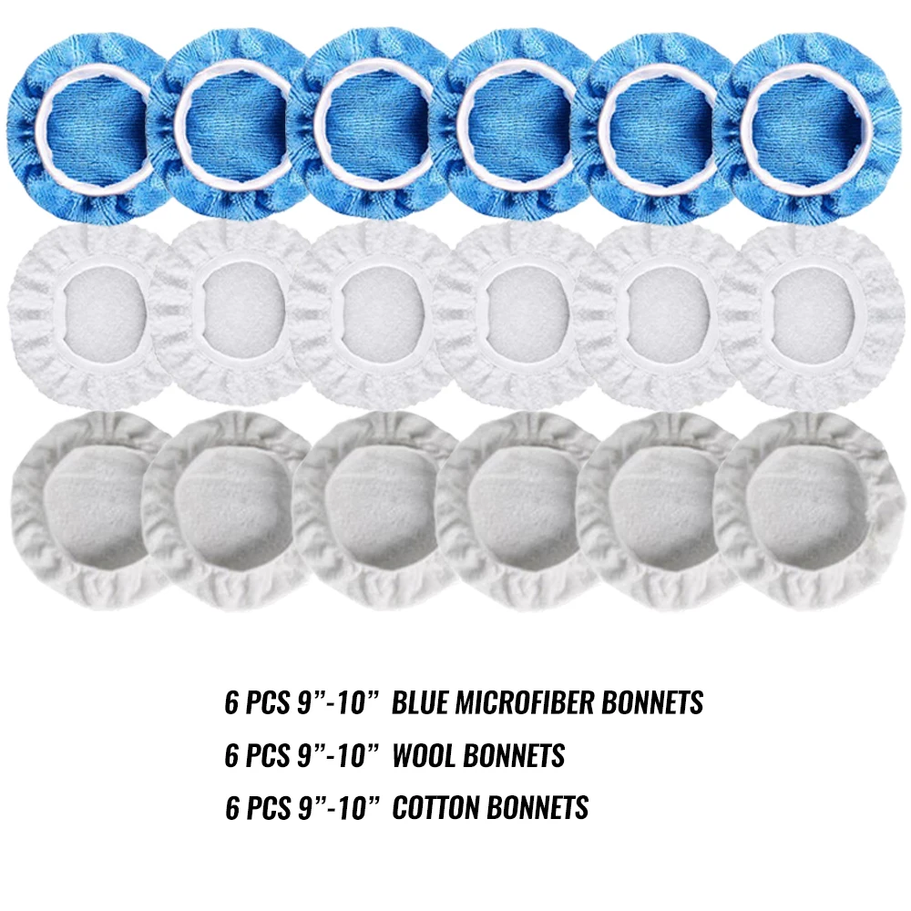 18pcs 9-10MIX 9-1" Упаковка из 18 автомобильных полировальных подушечек для капота из мягкой микрофибры Полировочная Накладка для полировщика автомобиля - Цвет: 18pcs 9-10MIX