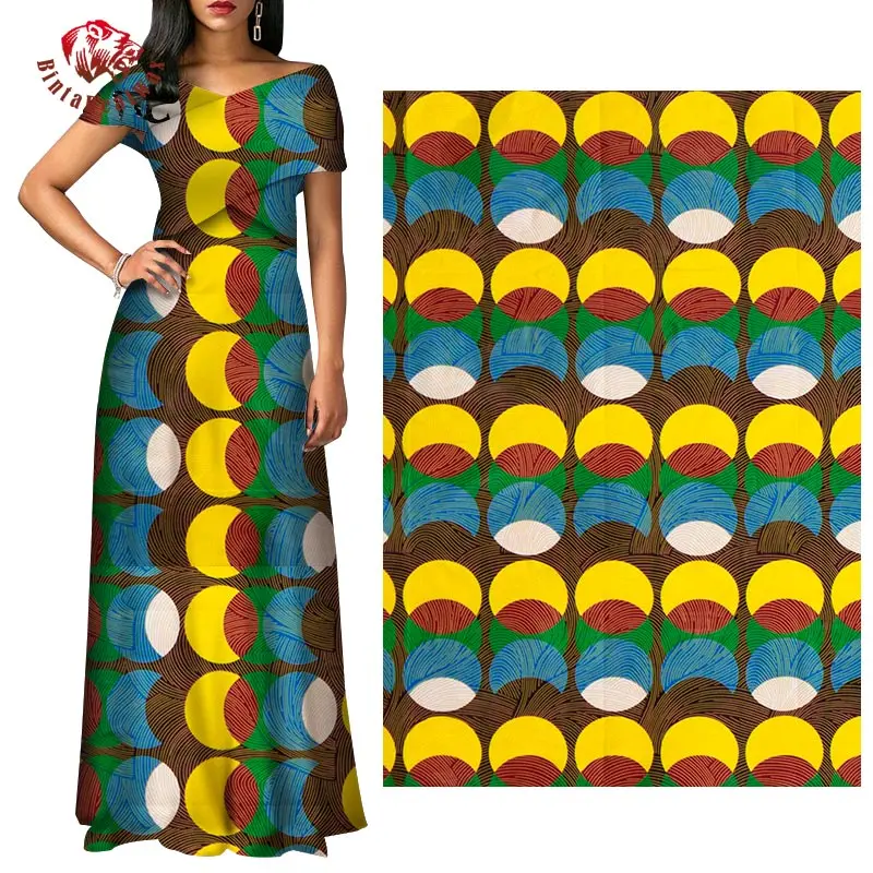 Цветной Круг Анкара африканская восковая хлопковая ткань африканская ткань для осенней одежды африканская Ткань 6 ярдов цельная 24FS1365