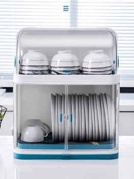 

Put bowl chopsticks receive box cover large blacktop cupboard plastic kitchen household bowl box double deck shelf