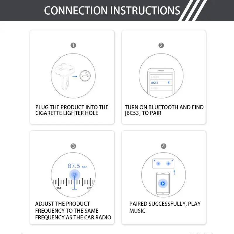 QC3.0 автомобильный комплект Bluetooth 5,0 fm-передатчик модулятор Быстрая зарядка USB зарядное устройство стерео MP3-плеер громкой связи
