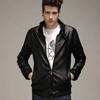 

2019 Men's Leather Mocorcycle Stand Collar Casual Black Brown Jacket PU Coats Leather Biker Jackets Masculinity Outerwear Jacket