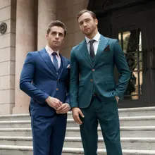 Мужской приталенный костюм Блейзер 3 шт. куртка жилет под смокинг Брюки деловые свадебные костюмы