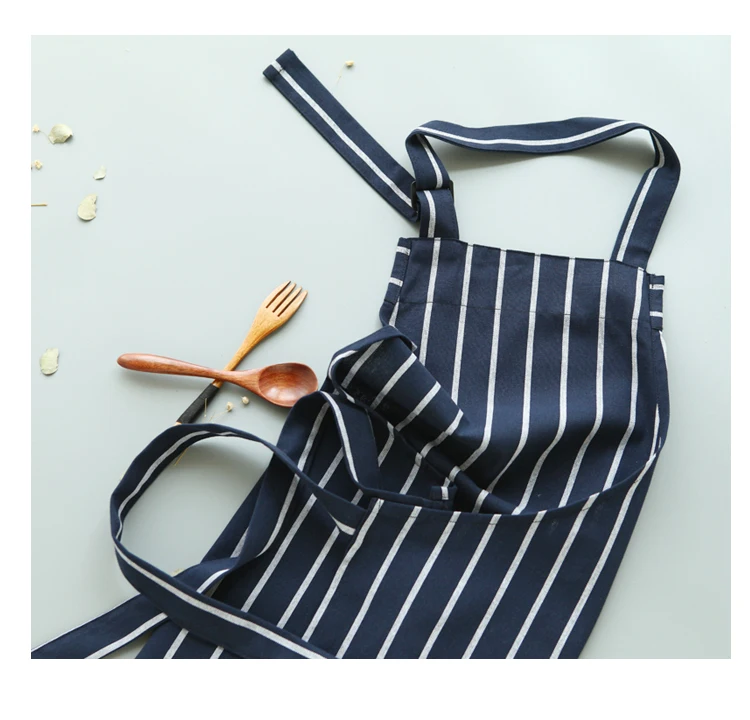 Cotton black striped apron men and women baker nail salon flower shop restaurant overalls waist