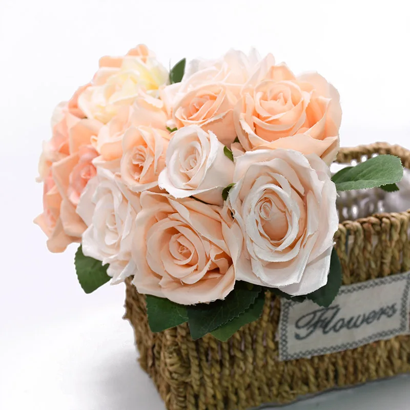 1 букет Искусственный букет роз шелк цветок декоративные невесты Искусственные цветы дома вечерние украшения DIY ручной работы цветок