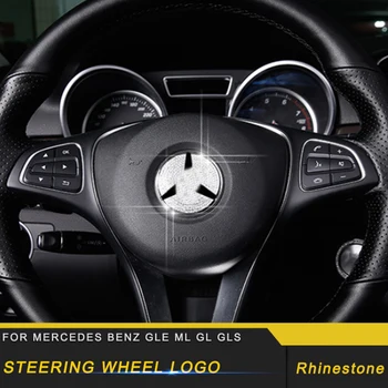 

For Mercedes Benz GLE W166 Coupe C292 2016-2018 Car Steering Wheel Logo Rhinestone Cover Trim Frame Sticker Accessories