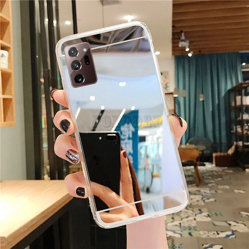 silicone case samsung Thời Trang Ốp Lưng Tráng Gương Dành Cho Samsung Galaxy Samsung Galaxy S9 S10 S10e S20 S21 S22 Plus Note 9 10 20 Cực A51 A71 a12 A52 A53 Trang Điểm Mạ Bao cute samsung cases Cases For Samsung