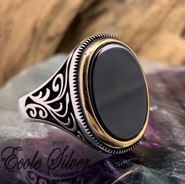 Trendy Vintage Retro Middle East Arabic Style Ancient Steel Tiger Eye Stone Gem Flame Ring Punk Jewelry for Men Party Gifts