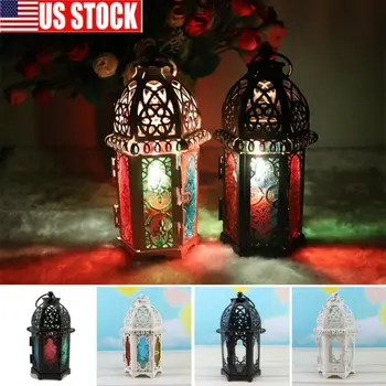

Candle Holder Moroccan European Style Iron Candlestick Rusti Lantern Tealight Pillar Candle Holder Vintage Garden Lamp Stand