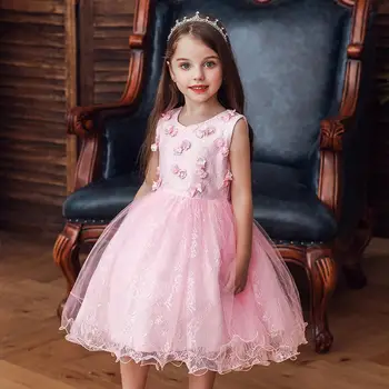 

Flower Girl Party Dress Kids Wedding Birthday Gown Pageant Princess Dresses Baby Girls Infant Baptism Tulle Lace Bow Clothes 2 y