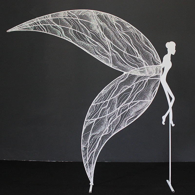 2pcs Wedding wrought iron elf ornaments holiday party stage pendant window props mall decoration