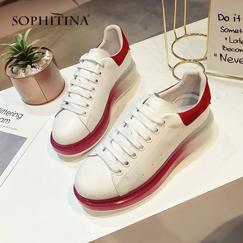 SOPHITINA Fashion Design Flats Special Gradient Colors Comfortable Round Toe New Handmade Shoes Lace-up Women's Flats MO387