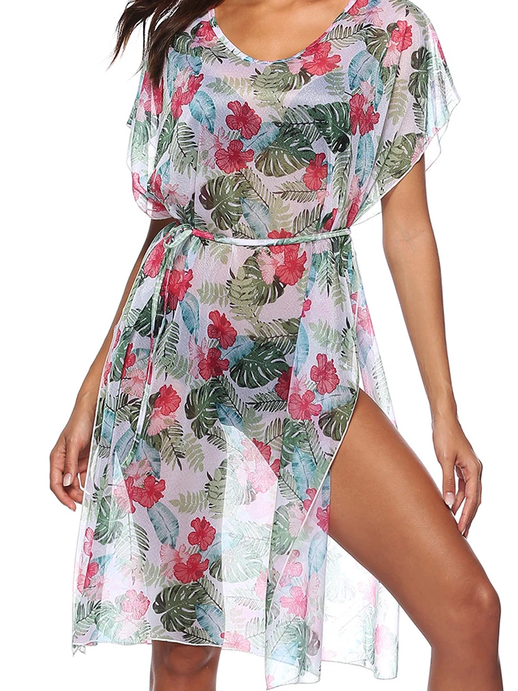 

ZAFILLE Beach Cover Ups for Women Flowers Beach Dress Pareo Beach Women's Tunic Sexy Bikini Cover Up Summer Dress Maxi Dress
