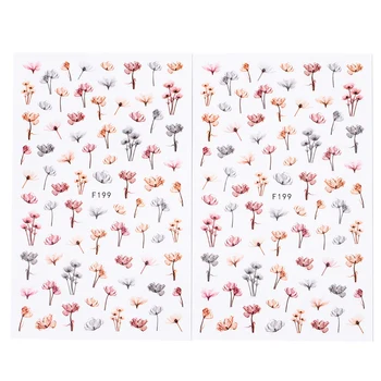 

2Pcs Colorful Floral Summer Nail Art Tips Nail Decor Nail Art Water Transfer Decals Flower Designs for Women Decorations Sticker
