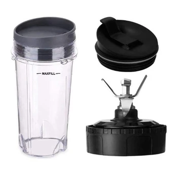 

16 OZ Cup with Two Lids,6 Fins Blade for Ninja,Blender Replacement Parts Accessories for Ninja BL660 BL770 BL740(4 Pcs)