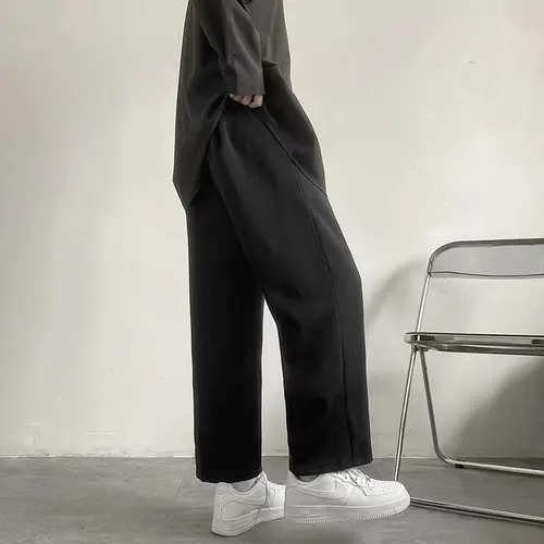 남성용 블랙 캐주얼 바지, 발목 길이 스트레이트, 와이드 레그 드레이프, 루즈 스트리트웨어, 플러스 사이즈, S-3XL, 가을 신상 4