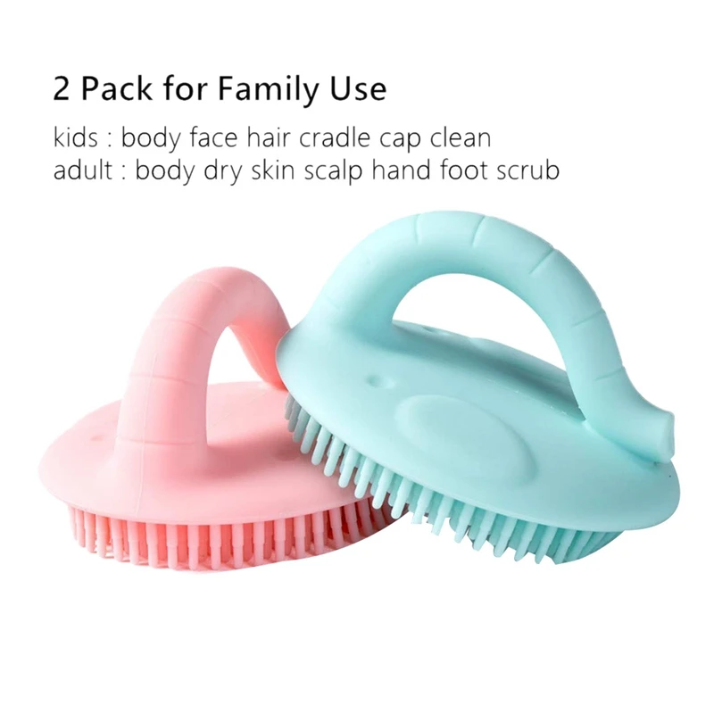 Safety Baby Body Brush Silicone Bath Shower Sponge- Soft Gentle Natural Body Exfoliator Face Foot Hair Scalp Cradle Cap Brush S