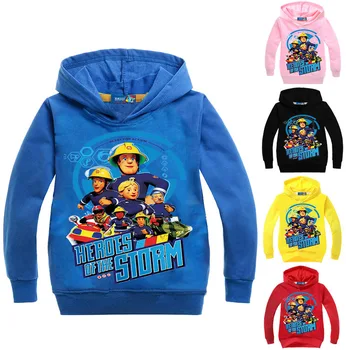 

3-14 Years Boys Hoodies Fireman Sam Girls Hooded Spring Jacket Children's Long Sleeve Sweatshirt toddler girl winter clothes
