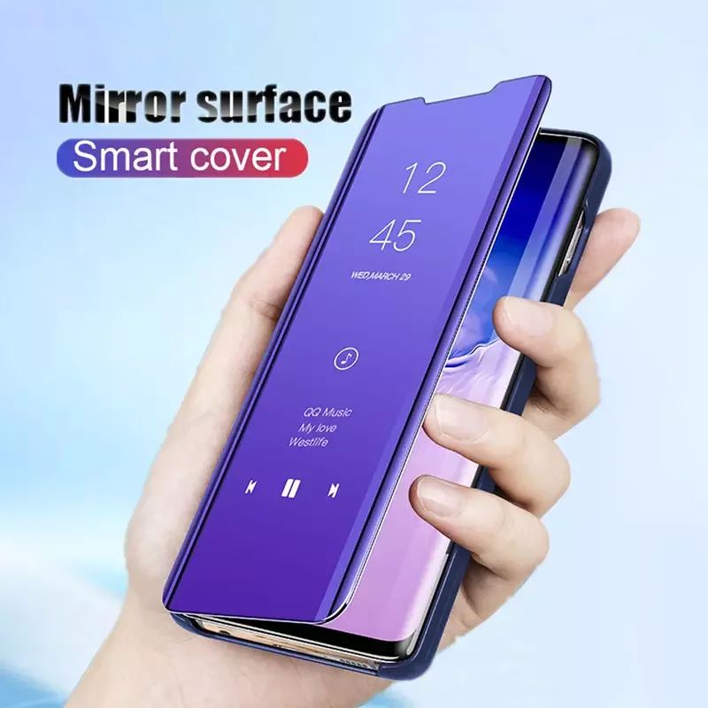 Умный зеркальный флип чехол для Xiaomi Redmi Note 9 8 7 Pro 8T 9A 9C 8A K20 K30 Ultra 7A 6 5 4X кожаный