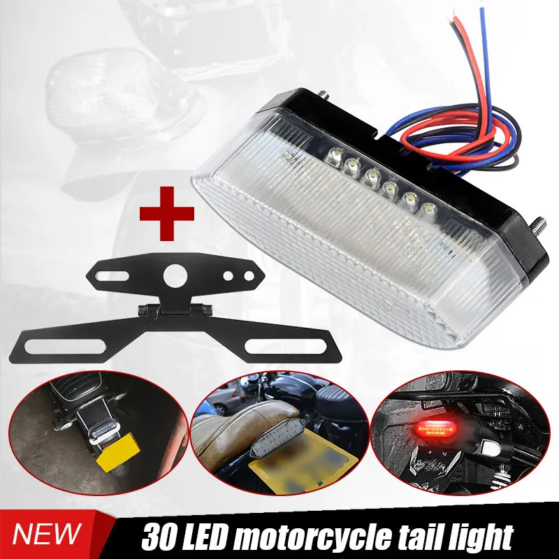 

New Motorcycle License Plate Light Mounting Holder Bracket LED Brake Tail Lights Moto Accessorie