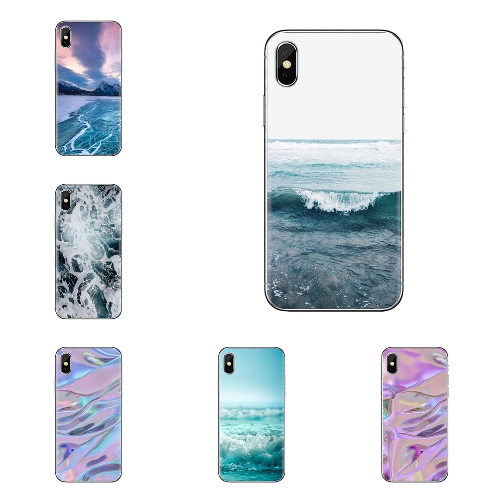 For iPod Touch Apple iPhone 4 4S 5 5S SE 5C 6 6S 7 8 X XR XS Plus MAX Transparent Soft Cases Covers The waves Ocean water |