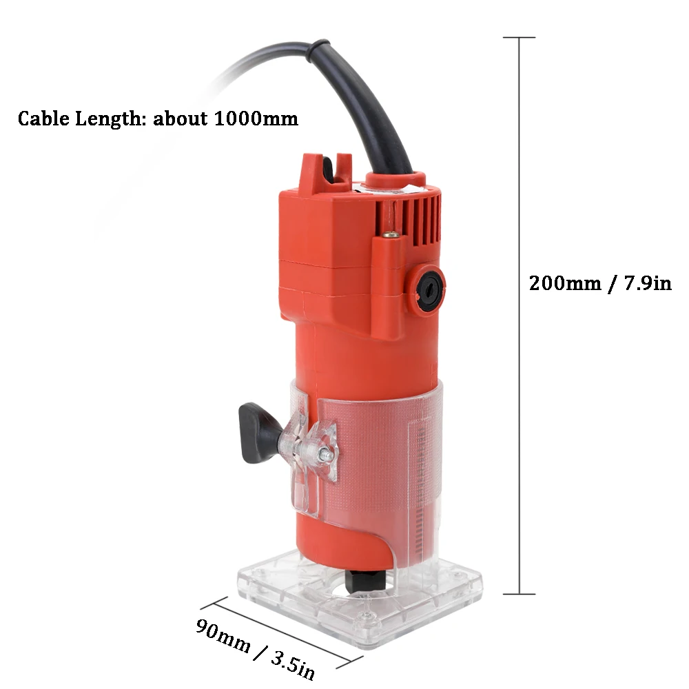 Electric Hand Trimmer Router Wood toolCarving Machine Flip Board Woodworking Milling Engraving Slotting Trimming Aluminum Alloy