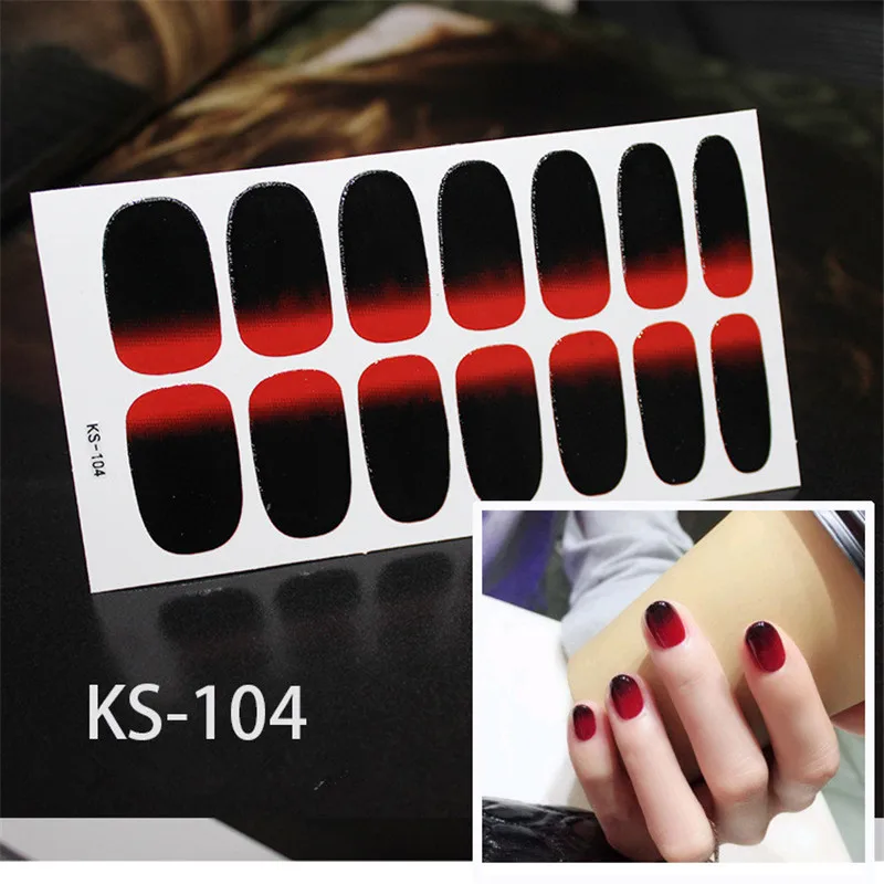 Смешанные цвета наклейки для ногтей обертывания наклейки для маникюра самоклеющиеся наклейки для ногтей s для ногтей настоящие лаковые полоски Прямая поставка - Цвет: KS-104