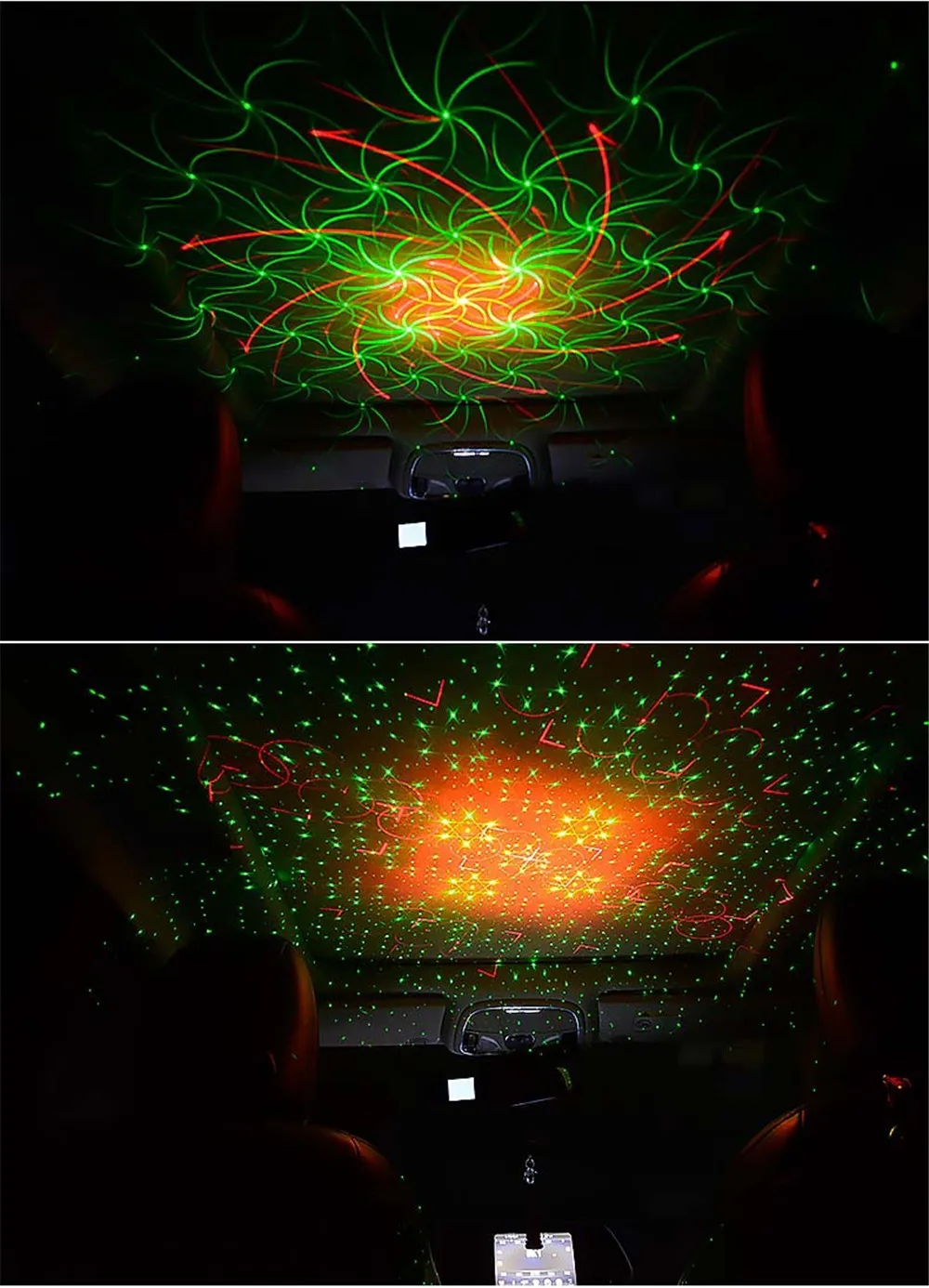 Автомобильный декоративный светильник с проекцией звездного неба, дистанционный/звуковой вращающийся вечерние светильник s, Рождественский лазерный Звездный светильник, атмосферная лампа